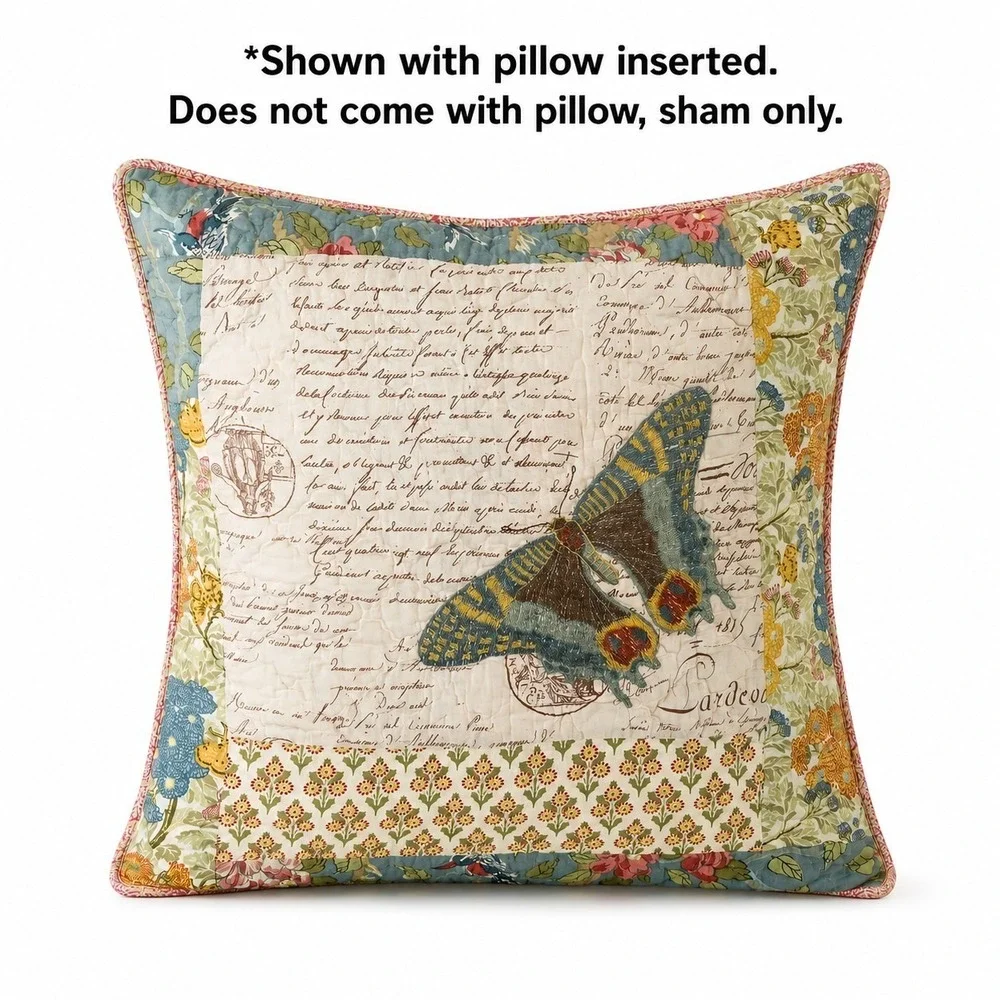 Pottery Barn Poppy Butterfly Embroidered Euro Sham 26